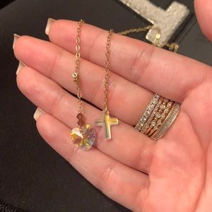 Adjustable gold necklace with  Swarovski crystals